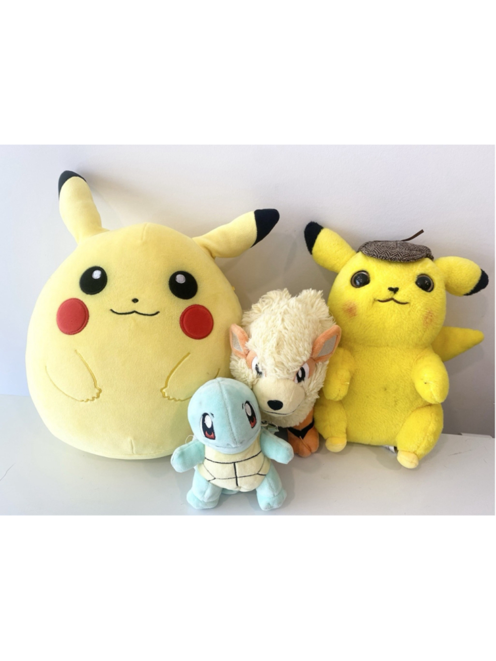 Pokemon Plush Lot Pikachu Detective Pikachu Arcanine Squirtle Backpack 4 Pc